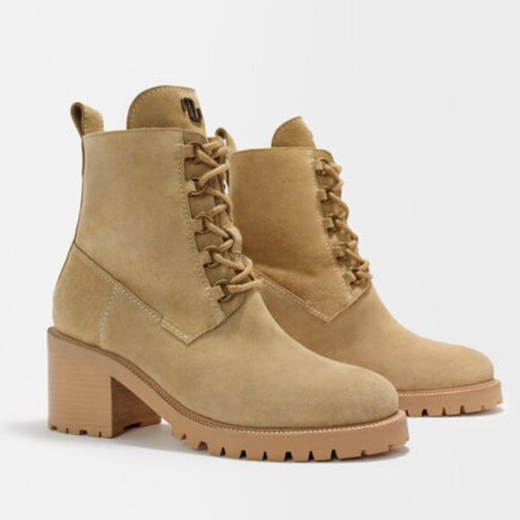 NEW MAJE Suede Lace Up Booties sand for women 1061tn - Picture 8 of 8